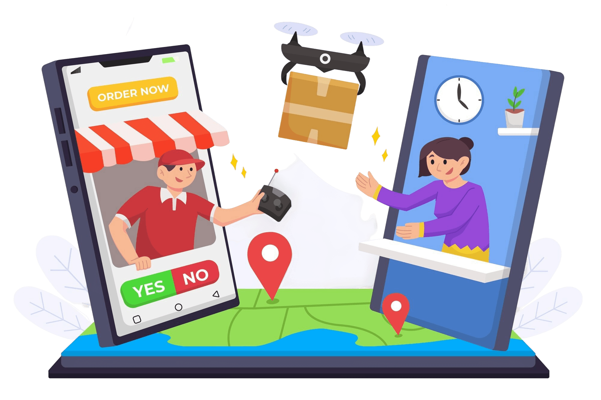 Map with a pin on a location